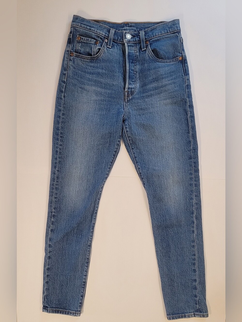 Levi's Premium 501 Skinny High Rise Blue Jeans Big E Button Fly 25x28